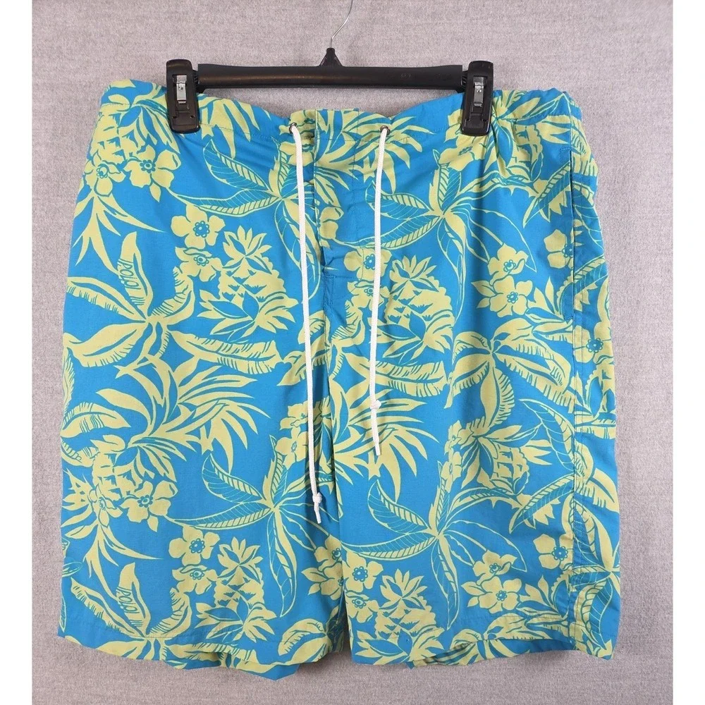 Polo Sport Ralph Lauren‎ L Swim Trunks Bathing Suit Shorts Lined Blue Tropical